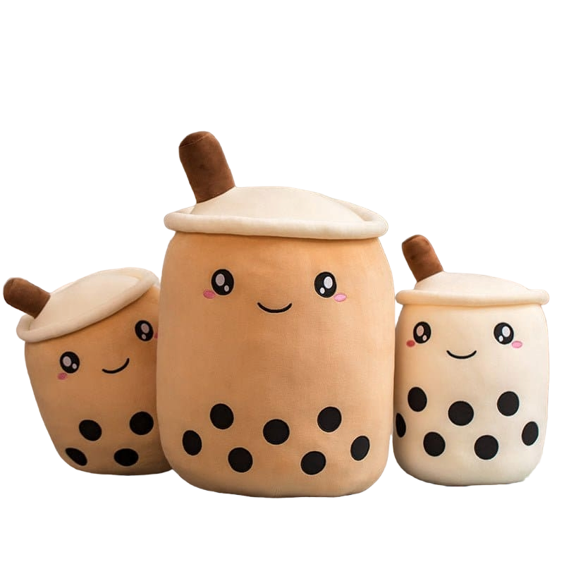 Kawaii Cute Boba Tea Cup Squisheen Stuffed Plushies Pillow Brown