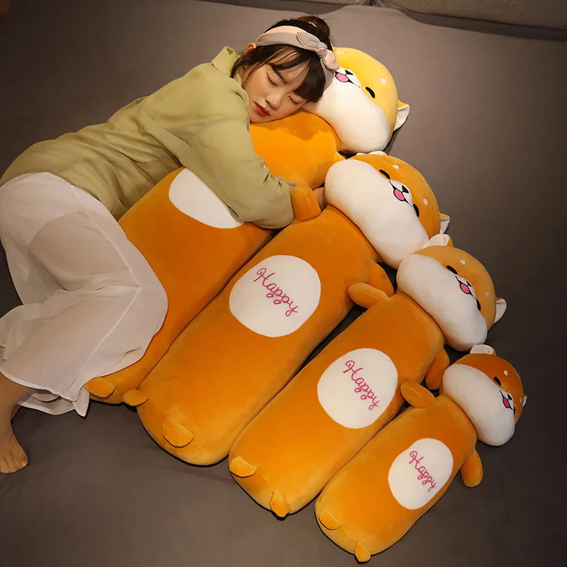 Long Body Pillow Animals Shiba Inu Dog/Unicorn/Dinosaur/Cow Plush Toy